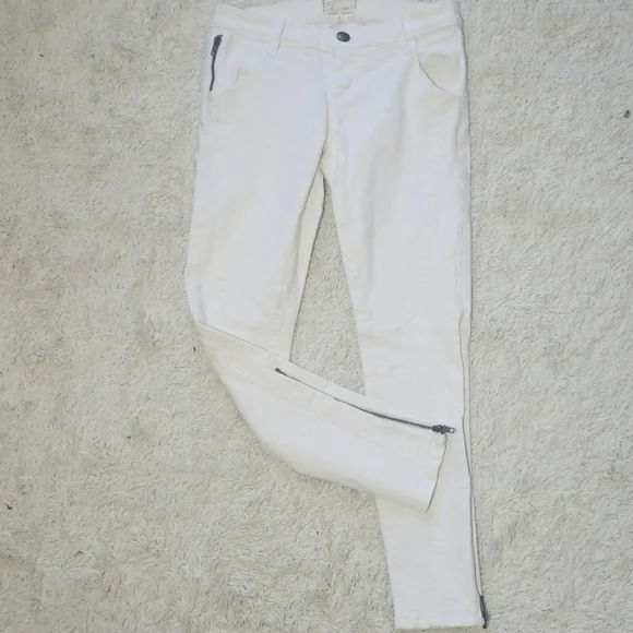 Current/Elliott white zippered ankle cropped skinny jeans sz 27 - Picture 2 of 8